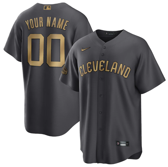 Men's Cleveland Guardians Active Player Custom 2022 All-Star Charcoal Cool Base Stitched Baseball Jersey